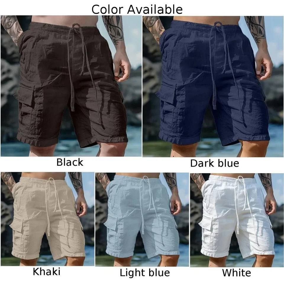 Mens Loose Cargo Shorts With Pockets Fashion Beach Streetwear Sports Casual Running Short Pants 250312