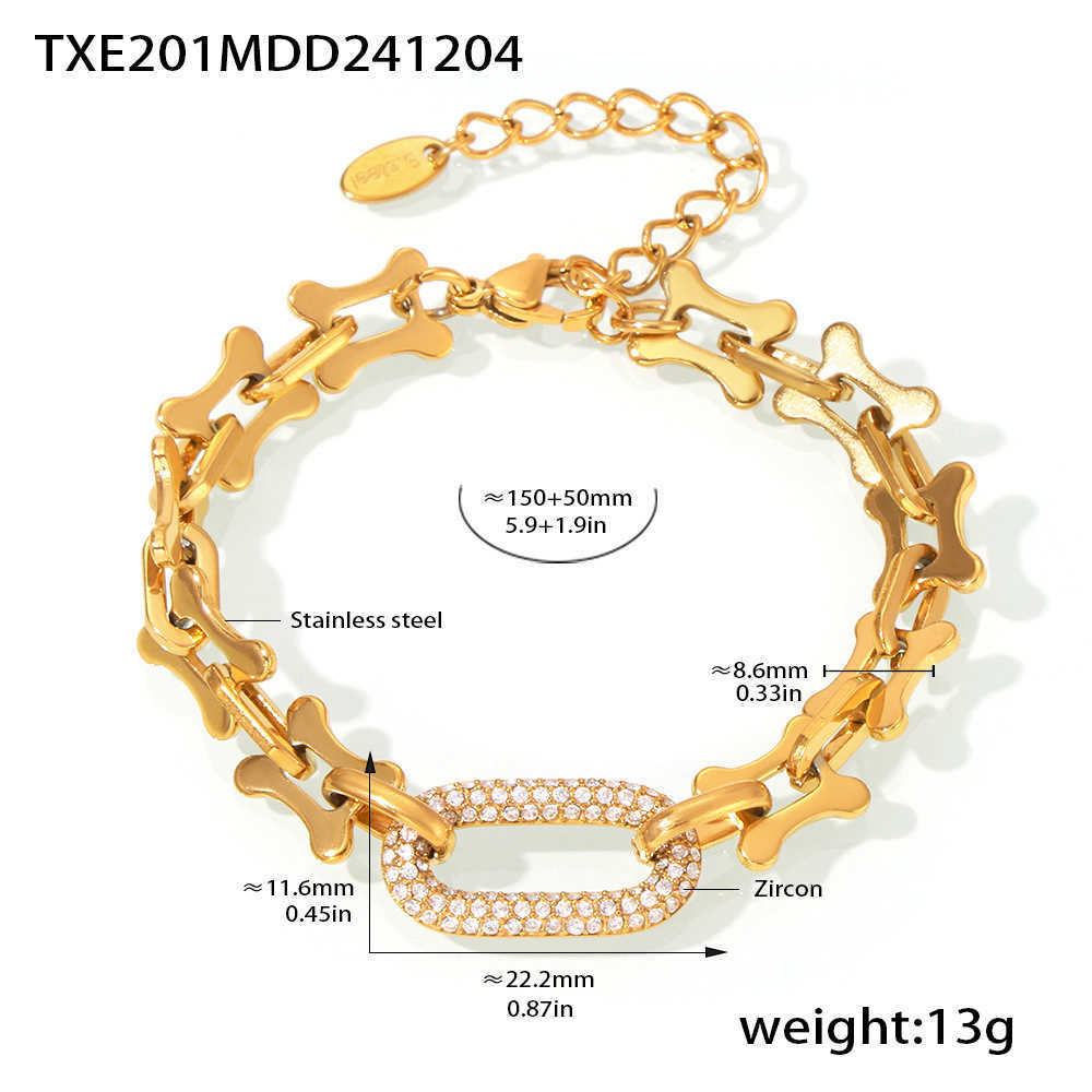 Xinyixin Stainless Steel Zircon Horseshoe Buckle Necklace Bracelet Jewelry Set Heavy Industry Plated 18k Real Gold Jewelry W250312