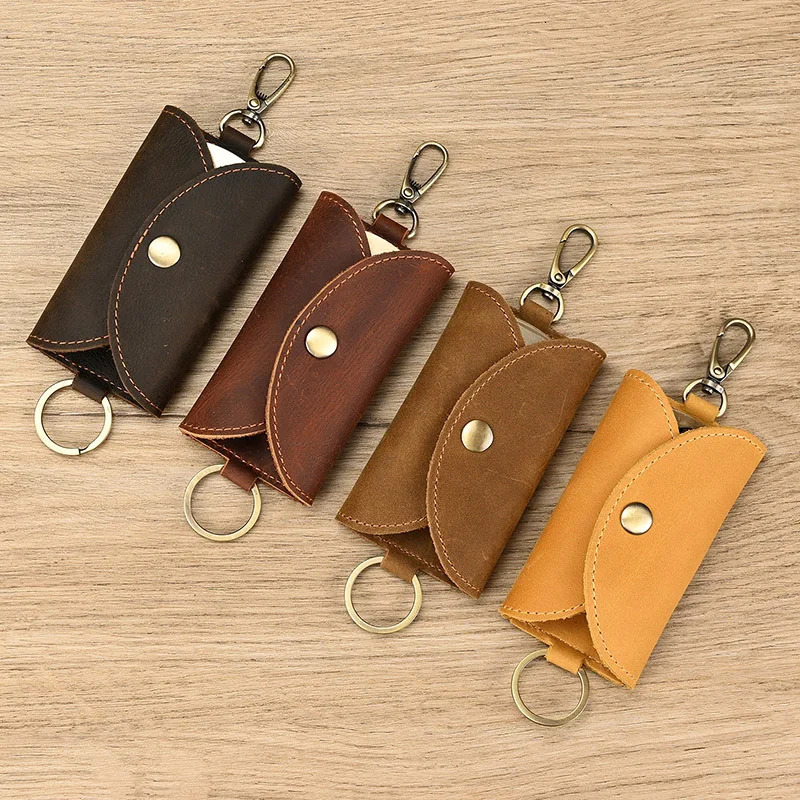 Key Wallet Leather Butler Bracket Car Keychain Keyholder Bag Neutral Wallet Cover Simple Solid Color Storage Bag 250311