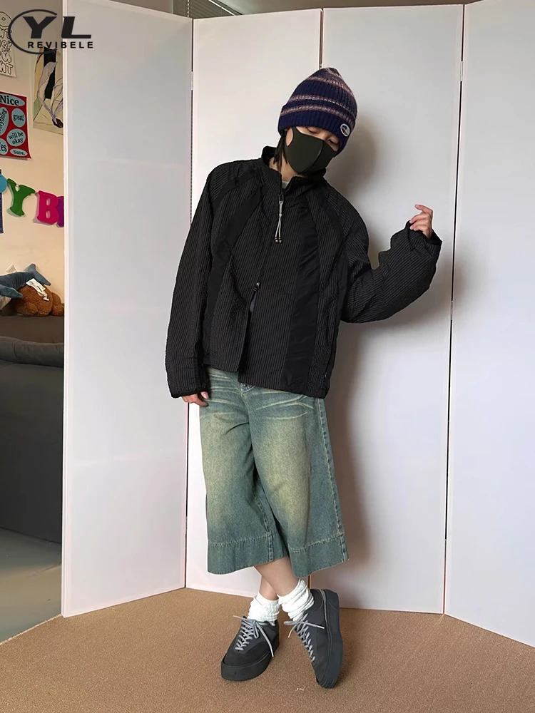 Mens Summer Denim Shorts High Street Harajuku Casual Straight Jeans Wash Five Point Pants Retro Pocket 250312