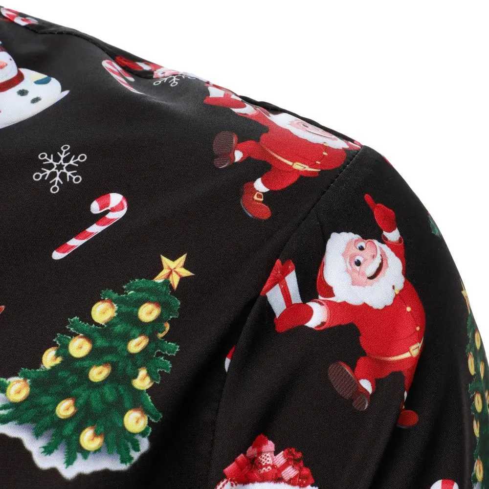 Mens Long Sleeve Shirt Christmas Shirt Banquet Holiday Printed Tops Fashion Cartoon Mens Long Sleeve Shirt W250312