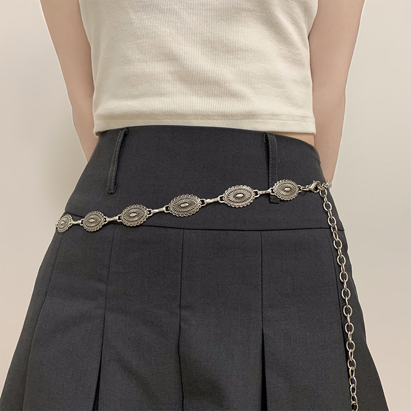 er chain strap womens dress jeans Trouser mini retro waist gold metal bag tassel body jewelry accessories 241019