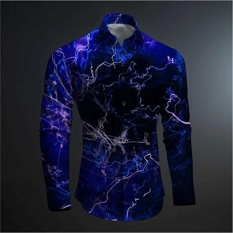 Casual fully matched fashionable street mens lapel single breasted long sleeved mens top 2024 mens new long sleeved shirt W250312