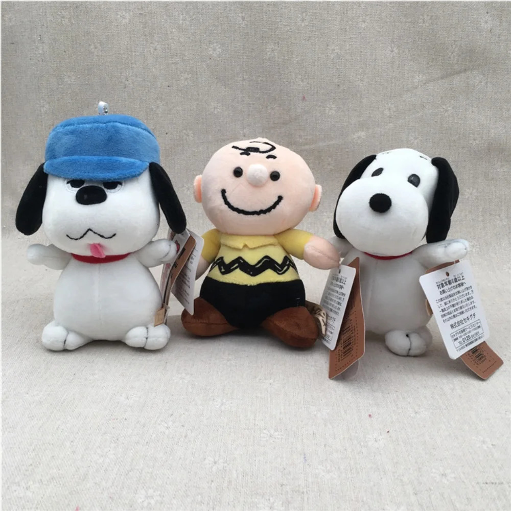 MINISO Plush Ornaments Fluff Soft Bead Chain Bag Pendant Charlie Brown Cute Stick Out Tongue Cotton Stand Dog Boy Girl 250311