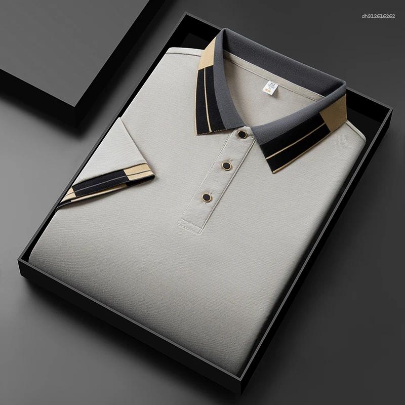 Mens Polos 2025 Collar Polo Shirt Short Sleeved Sweat Absorbing Tops 01