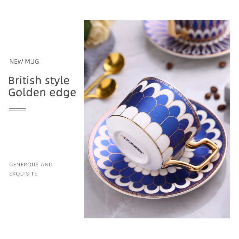 Classic European Bone China Coffee Cups and Saucers Tableware Coffee Plates Dishes Afternoon Tea Coffee Drinkware With Gift Box 250311