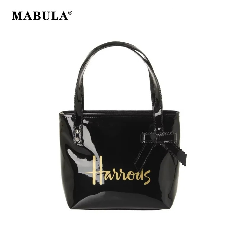 MABULA PVC Waterproof Shopper Bowknot Tote Bag Ladies Shoulder Shopping Handbags Eco Friendly Female Casual Tote Messenger Bag 250305