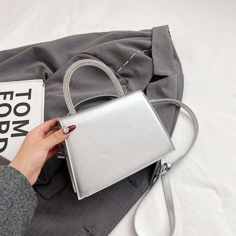 French Style Personality Dia-Encrusted Rose Small Square Bags Super Hot Dia-Filled Shoulder Crossbody Tote