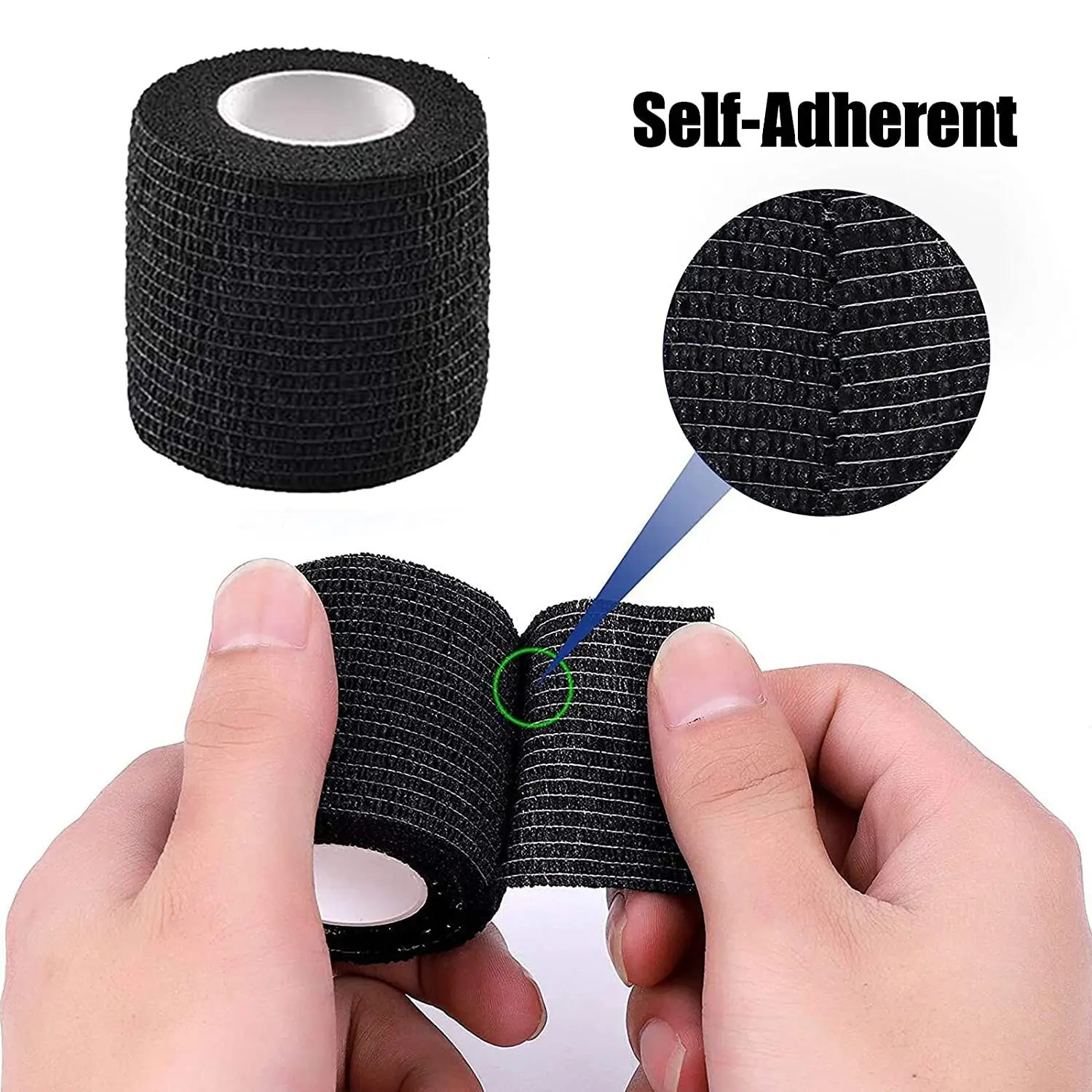 48/24/12/6/3/2pcs Black Tattoo Grip Tape Self-adhesive Elastic Wraps Waterproof Bandage Finger Protection Tattoo Accessories 250306