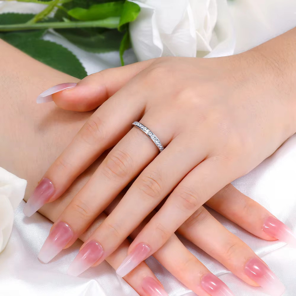 Kirin Jewelry 925 Sterling Silver Moissanite Rings Wedding Ring Eternity Ring