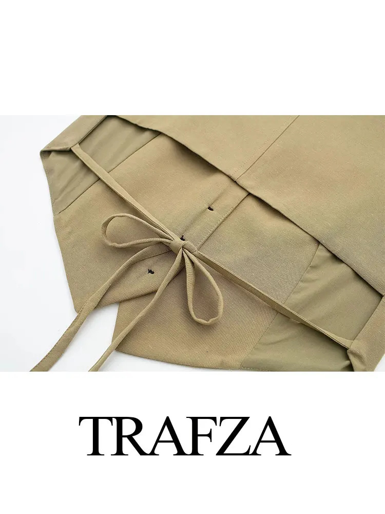 TRAFZA Summer Womens Street Slimming Tank Top 2piece Set Fashion Back Open n TopHigh Waist Flared Midi Skirt TRAF 250312