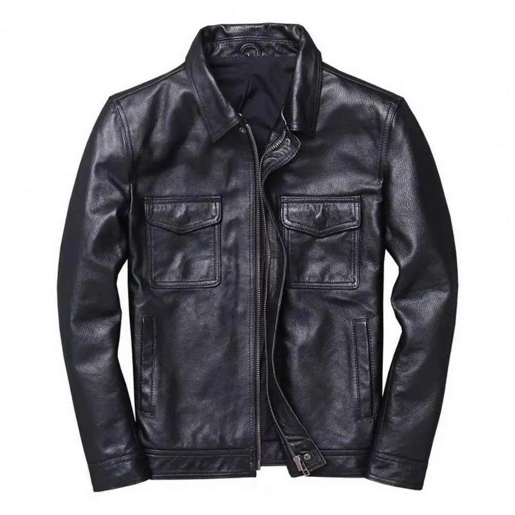 Autumn New Men Leather Coat Korean Fashion Genuine Leather Sheepskin Men Leather Jacket Trend Casual Fit Slim Baseball ClothesT250311