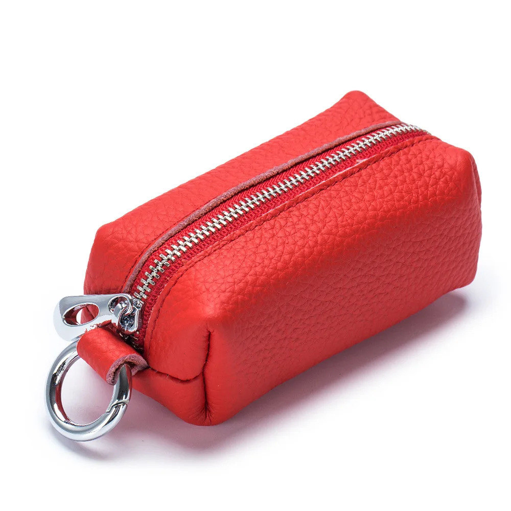 Portable Genuine Leather Key Bag Car Key Holder Purse Zipper Coin Organizer Keychain Wallet Women Men Mini Key Cover Change Bag 250311