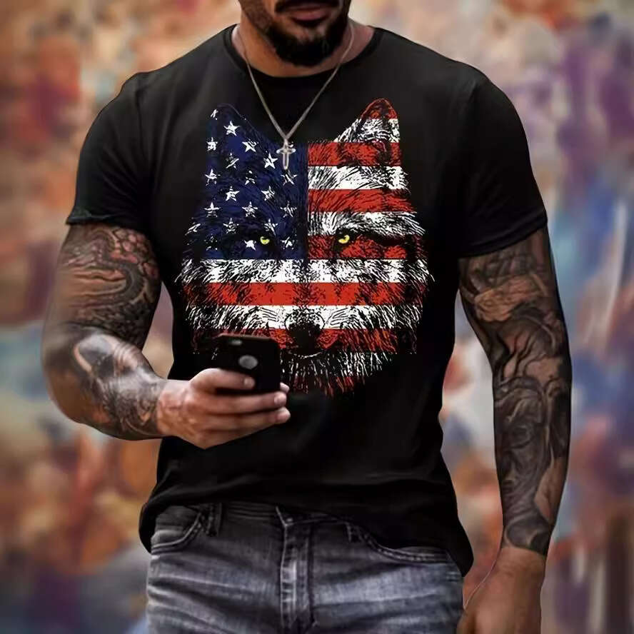 Hot selg European American men clothing, youth sports, digital printing, 3D T-shirt, short sleeved, 2025 new casual and versatile fashion clothing
