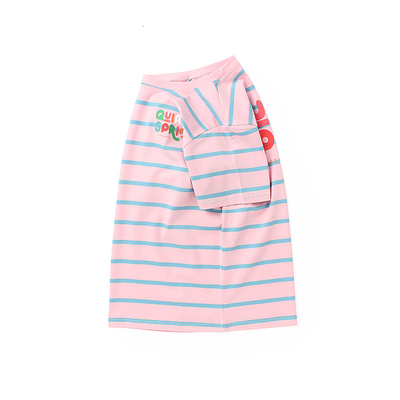 Ddmyshoesvip Summer Korean version clothing new children's T-shirt, women's treasure letter striped top, half girls' short sleeved shir