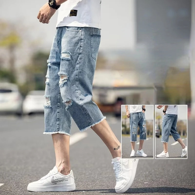 Summer casual shorts mens Jean beach Demin Trouser Hombre streetwear fashion loose Plus size D20 250312
