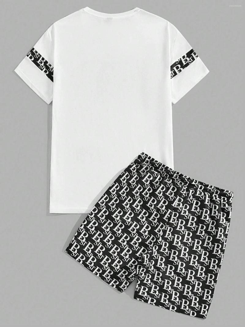 Men's Tracksuits Retro Urban Casual T-shirt Set Elegant Luxury Design Round Neck Short Sleeve Shorts Sports 2pcs