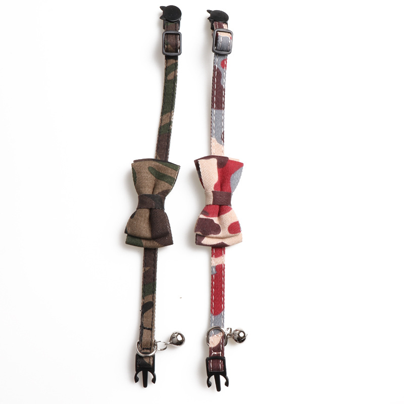 Fashion Cat Collars with Bow and Bell,Camouflage Pattern Series Cat Collars,Breakaway Adjustable Cat Bow Tie Collars,Cute Bell Tie Suitable for Kitten