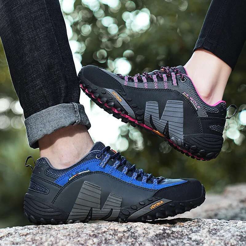 High quality Men's Trekking Genuine Leather Women Hiking Shoes Outdoor Waterproof Sport Climbing Men Sneakers