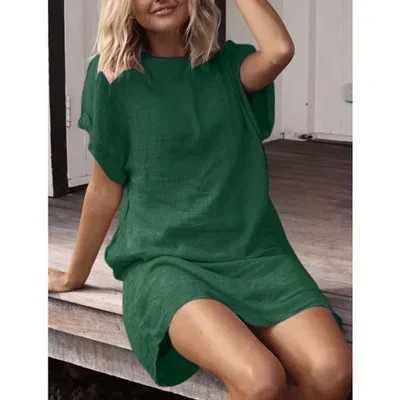 2020 Summer Womens Short Dress Loose Solid Color Cotton Linen Breathable DressT250311