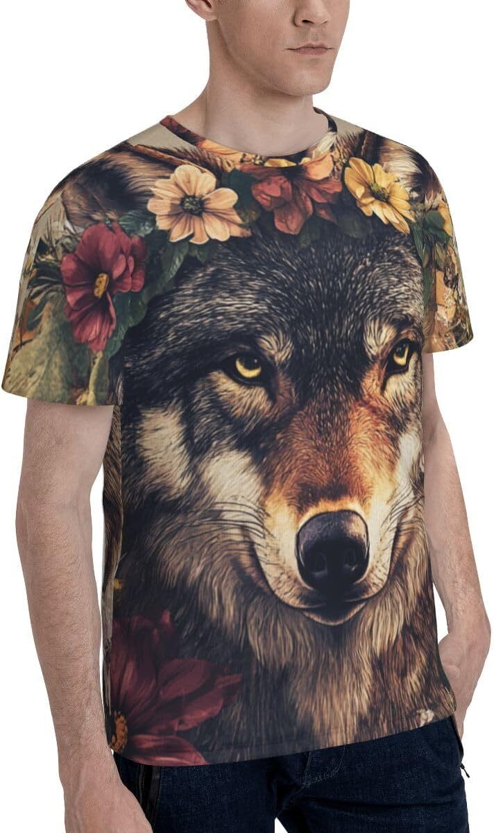 Mens T shirt Gray Wolf 3D Pattern Printed Unisex T-Shirts Novelty Floral Animal Graphic Men Women Short Sleeves Top tee Casual tops summer clothes