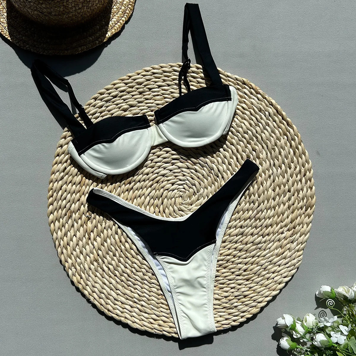 CPUTAN Black White Push Up Bikini Sexy Women Swimsuit Female Swimwear Micro Set Brazilian Biquini SwimmingSuit Beach 250310