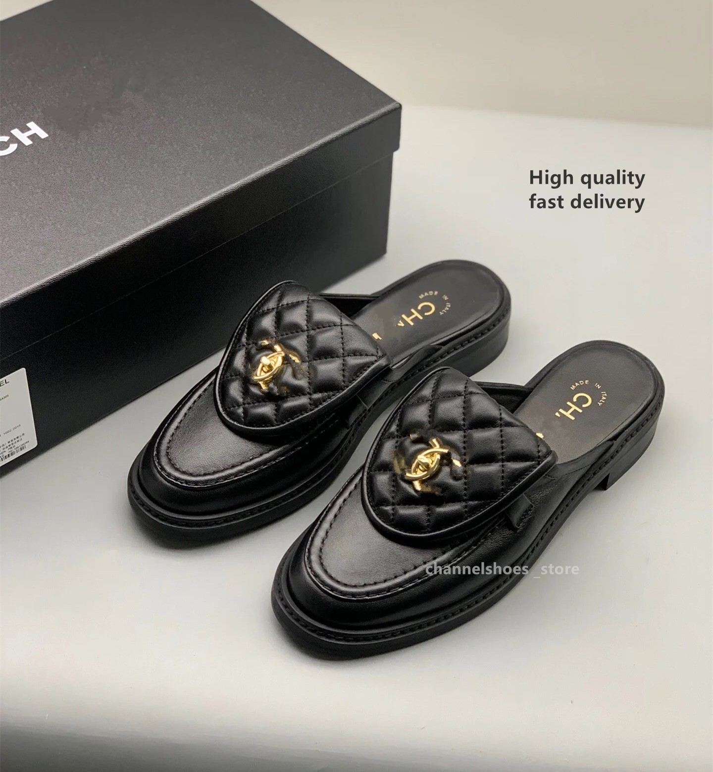 2025 Luxury designer Shoes Women Mules Round Toe Flats Loafers Oxfords Platform Leather Shoes Casual Backpack buckle Slide Ladies Heels Female ccShoe cha slipper