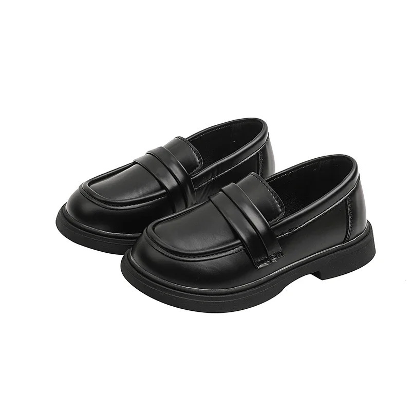 Girls Loafers Round-toe Children Fashion Princess Leather Shoes for Party Wedding Boys Kids Uniform School Shoes Soft All Match 250311