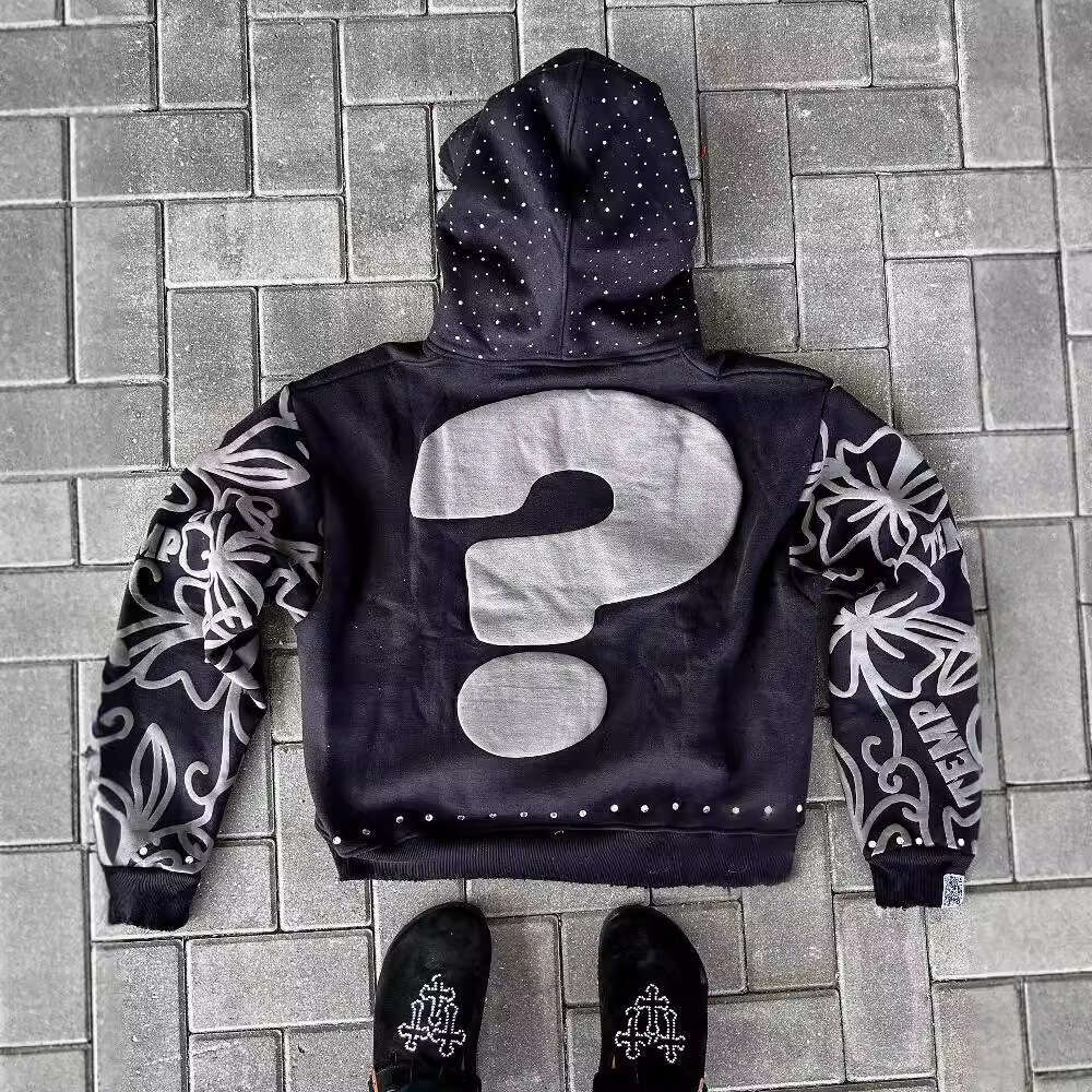 American Street Trend Foam Printed Personalized New Zipper Harajuku Loose Unisex Hoodie