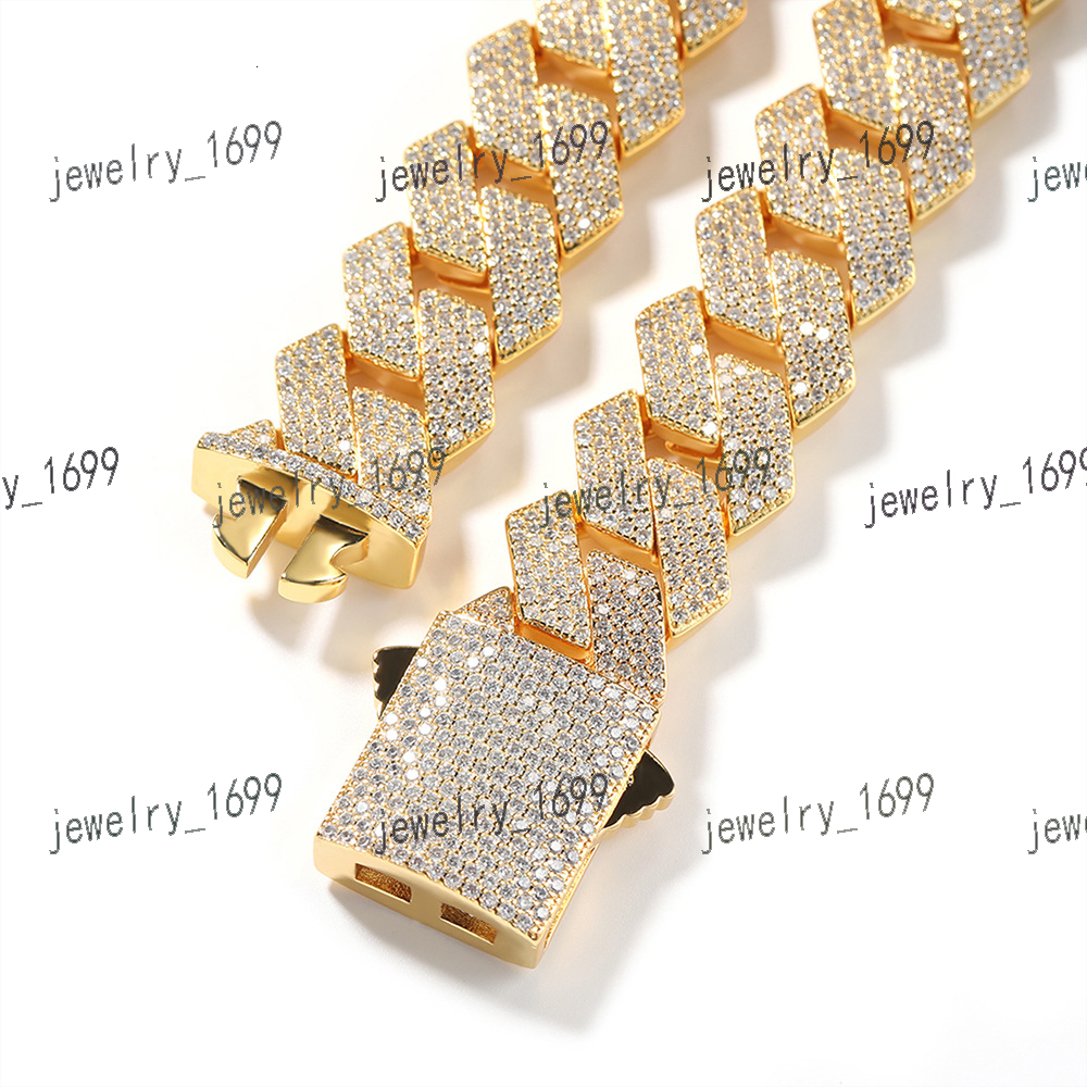 New Arrival Lab Grown Diamond Hiphop 19mm Thick Chunky 18K Gold Iced Out CZ Miami Cuban Link Chain Trendy Unisex Necklace