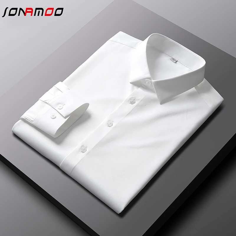 Mens casual and fashionable long sleeved solid color shirt non ironing wrinkle resistant business top W250312