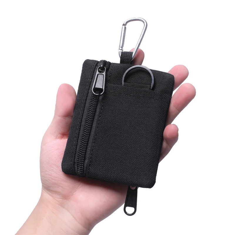 Outdoor Small Waist Pouch Key Wallet Mini Portable Key Card Case Travel Zipper Belt Bag Tactical Purse Coin Purse With Carabiner 250311