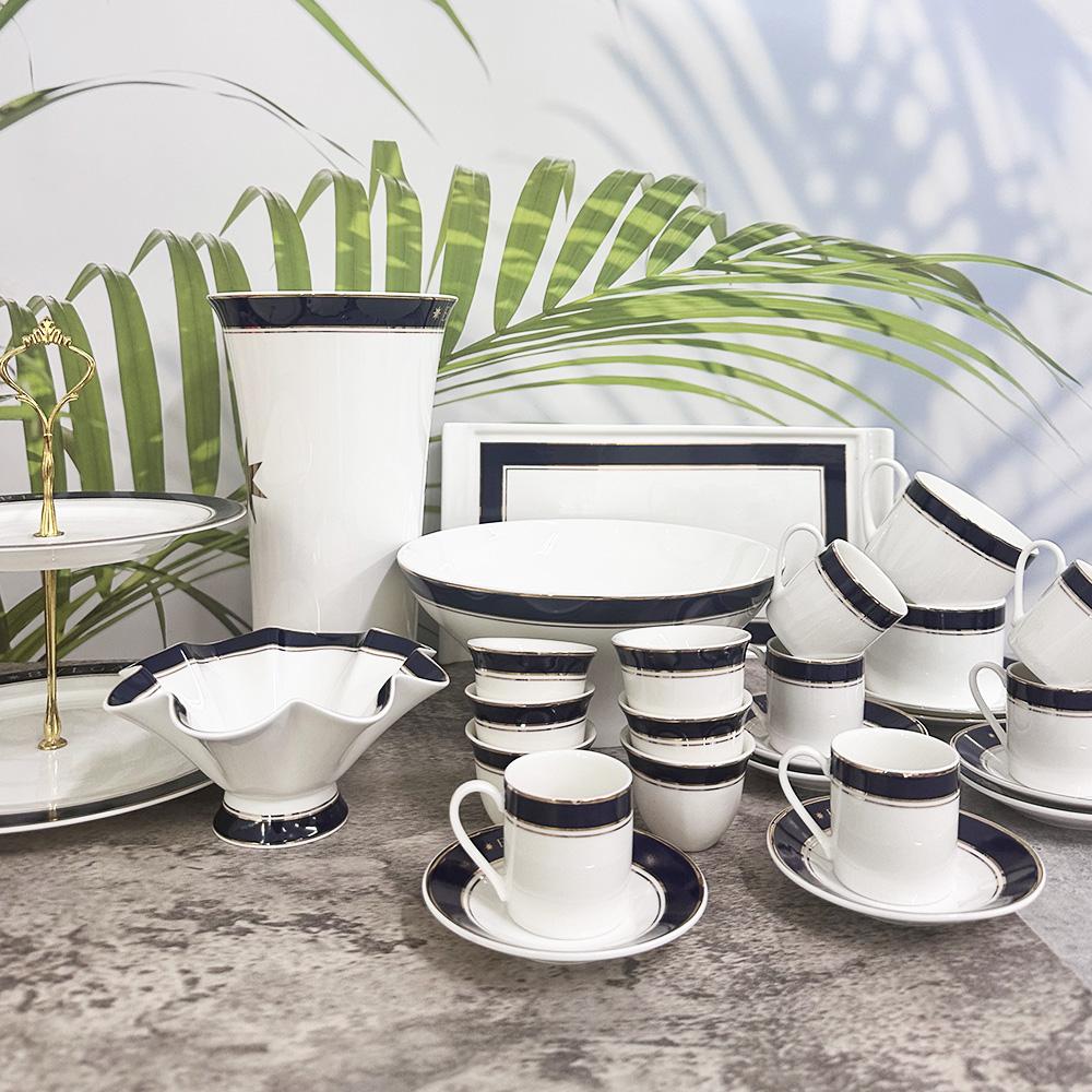 Stylish Underglaze Tableware Set - Elegant Ceramic Bowls/Plates/Soup Bowls, Chic Kitchen/Dining Essentials with safe packing