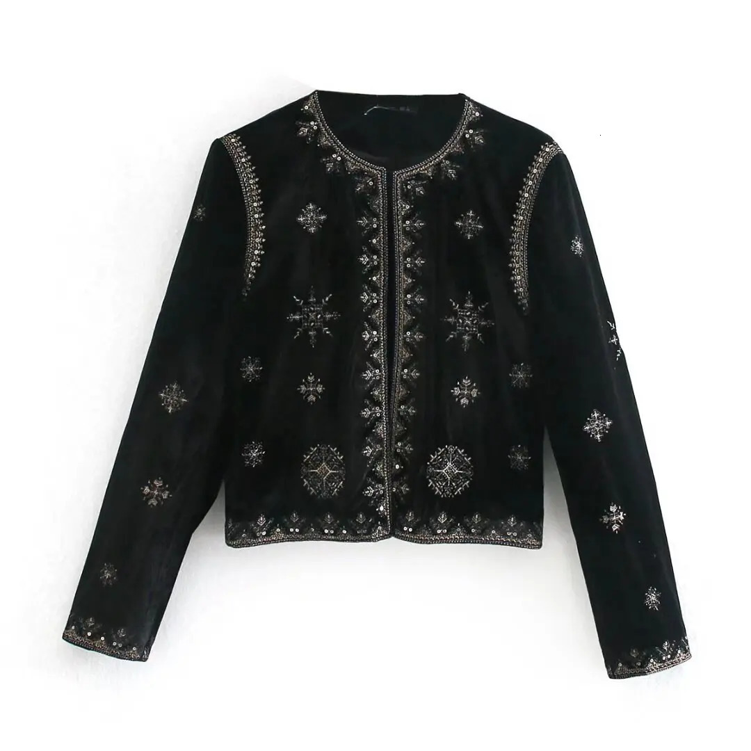 Zarb SpringSummer Womens Fashion and Versatile Slim Fit Trendy ed Velvet Coat 250303