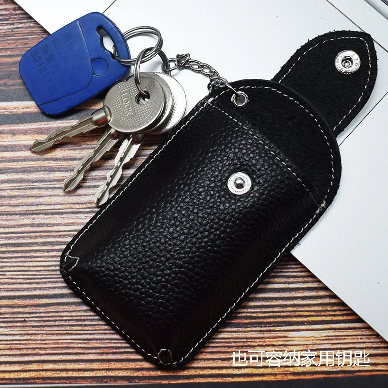 Genuine Leather Smart Key Holder Wearable Belt Car Key Wallet Organizer Keychain Storage Bag Housekeeper Bag Cover Hasp Key Case 250311
