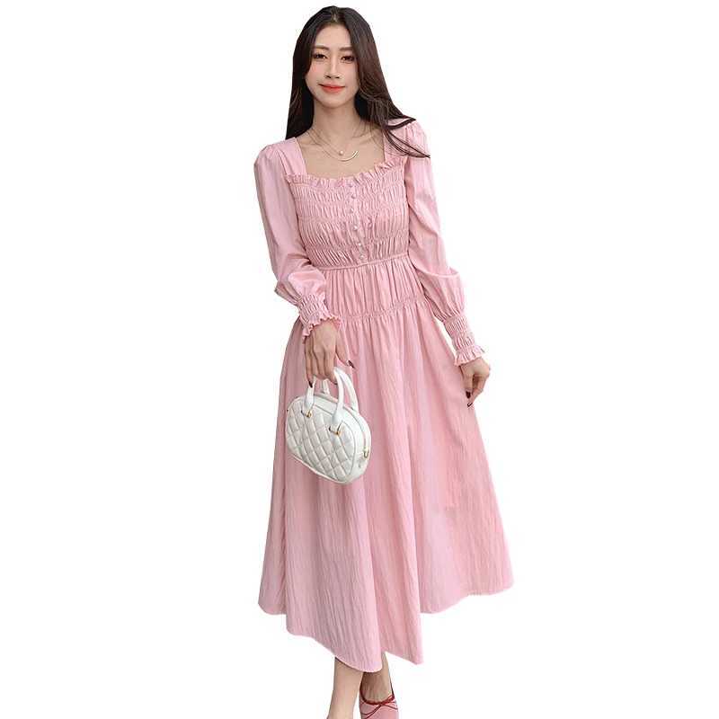 2025 Spring Maternity Pleated Dress Solid Color Square Collar Backless Sexy Pregnant Woman Party Dress Elegant Pregnancy DressesT250311
