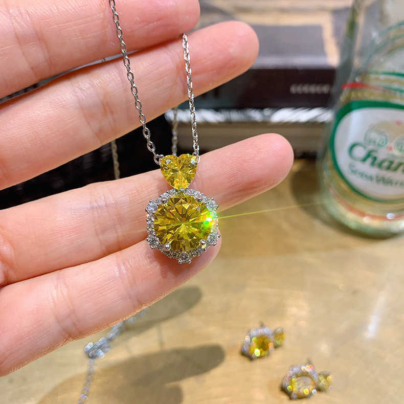 Minimalist yellow diamond jewelry earring set pink diamond micro inlaid diamond exaggerated earring set for women W250312