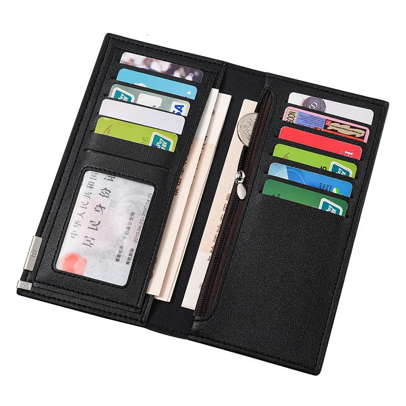 Fashion Mens PU Leather Long Wallet Pattern Three Folded Billfold BankID Card Holder 250311