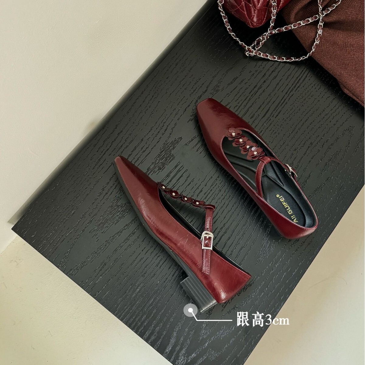 M26-2~Thick Heel French Style Square Head Silver Mary Jane Single Women's Shoes 2025 New Edition #ddmypanda
