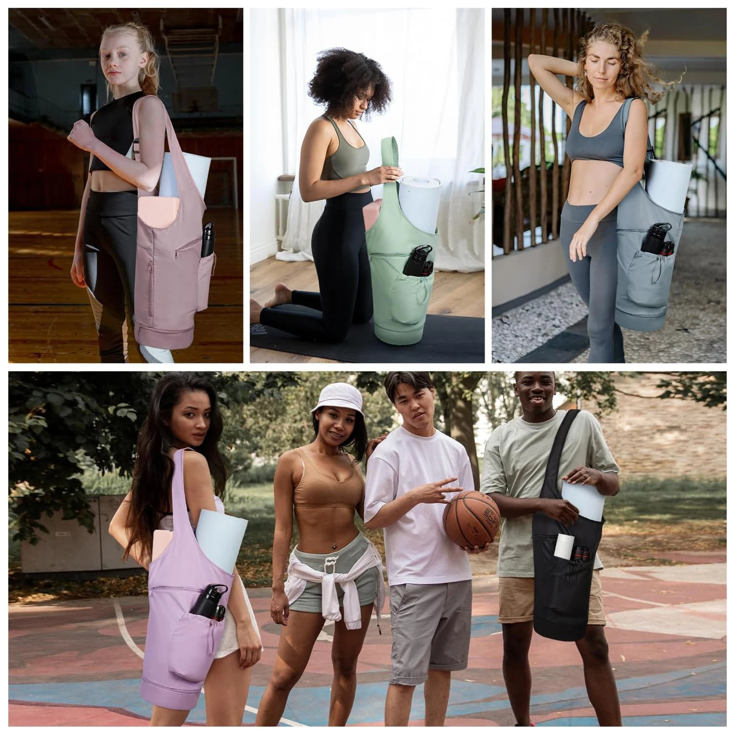 Multi functional yoga mat bag with water bottle pocket Versatile fitness suitable for women 250311