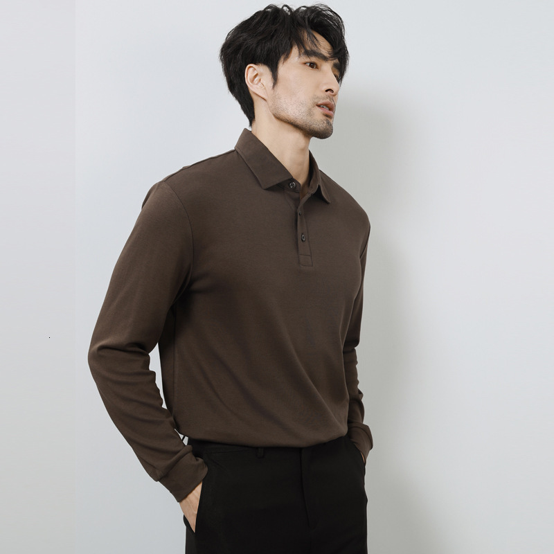 tracksuit Long sleeved polo shirt for men, business casual lapel T-shirt, men's high-end sense, autumn and winter solid color fashion trend