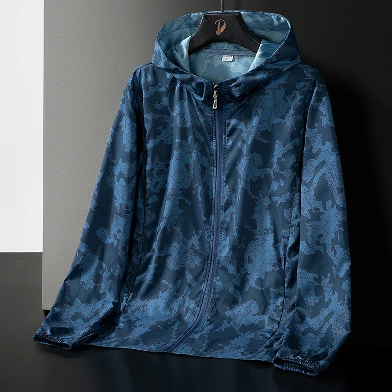 High quality summer jacket mens windproof thin sunscreen suit hooded bicycle fishing top plus size 250312
