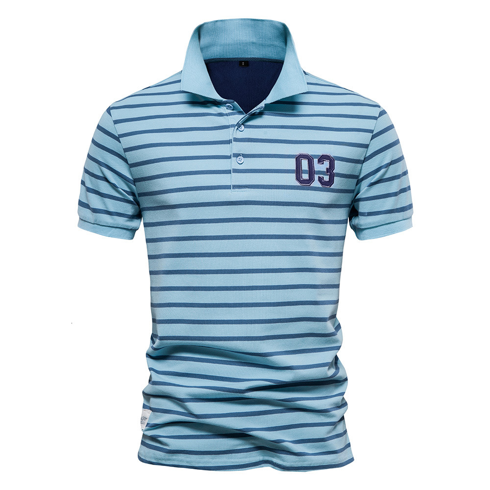 2025 Spring/Summer New European Stripe Short Sleeve t shirt Fashion Casual Men's Polo Collar Cotton Top tracksuit