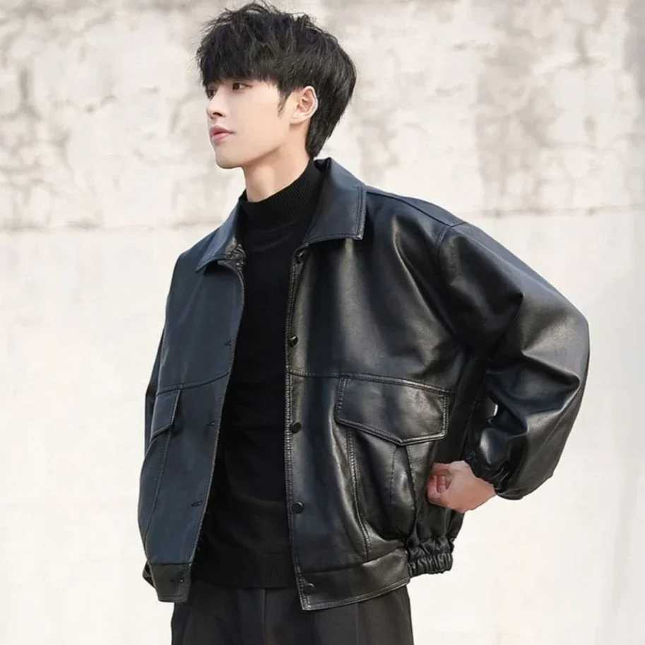 Mens Bomber Jackets Leather Spring Autumn Baseball Male Coats Korean Reviews Many High Quality Cheap Sale Original Brands Y2kT250311