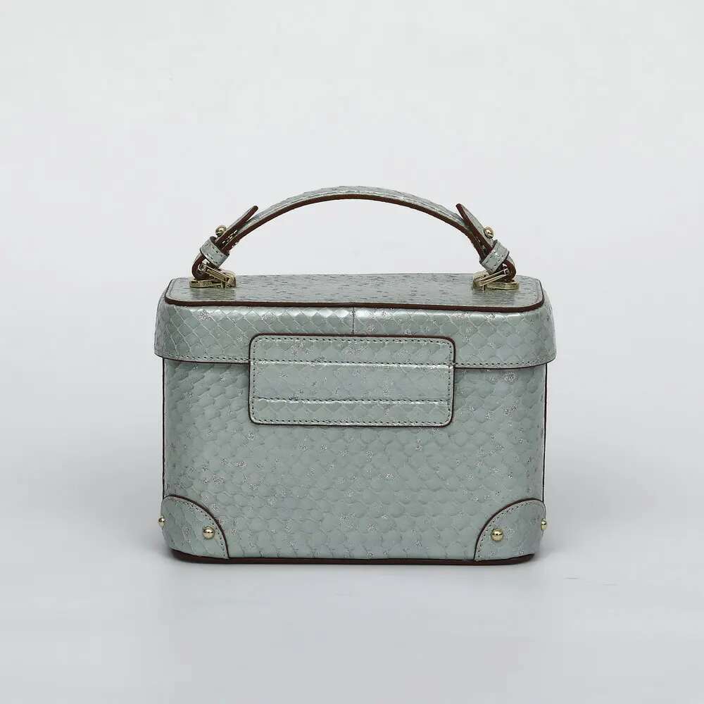 2024 New Snake Women's Genuine Leather Small Square Handbag Fashion Dual-use Makeup Shoulder Crossbody Bag 45