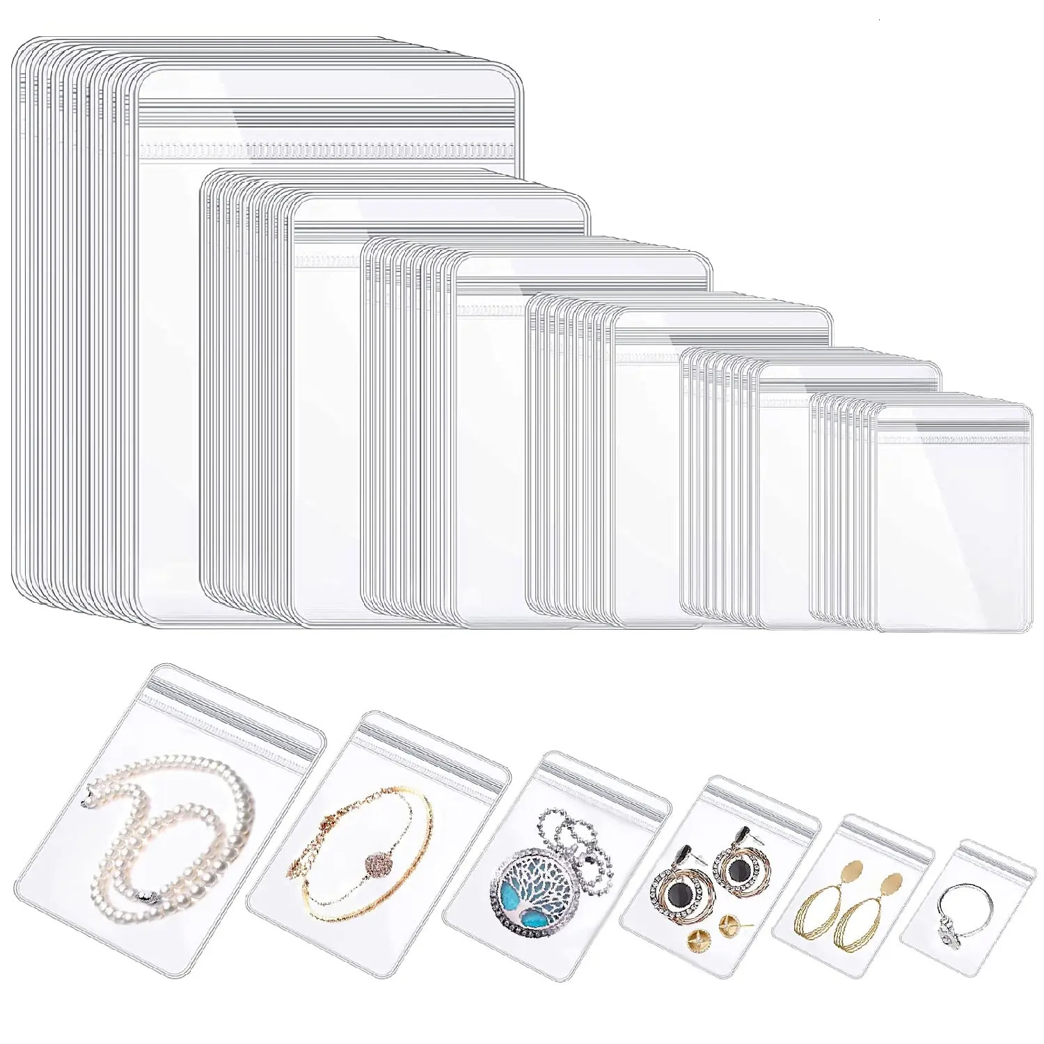 Jewelry Small Self-Sealing Plastic Zip Clear Bags PVC Clear Storage Bag for Storing Bracelets Rings Earrings Organizer 100PCS 250305