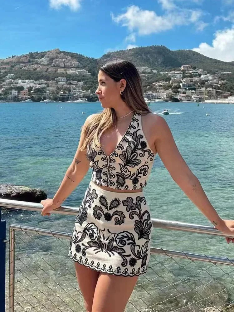 ZABA Womens Summer Beach ed Collar Pendant Sleeveless Vneck Backless Tank Top High Waist Mini Fur Set Two Piece 250312