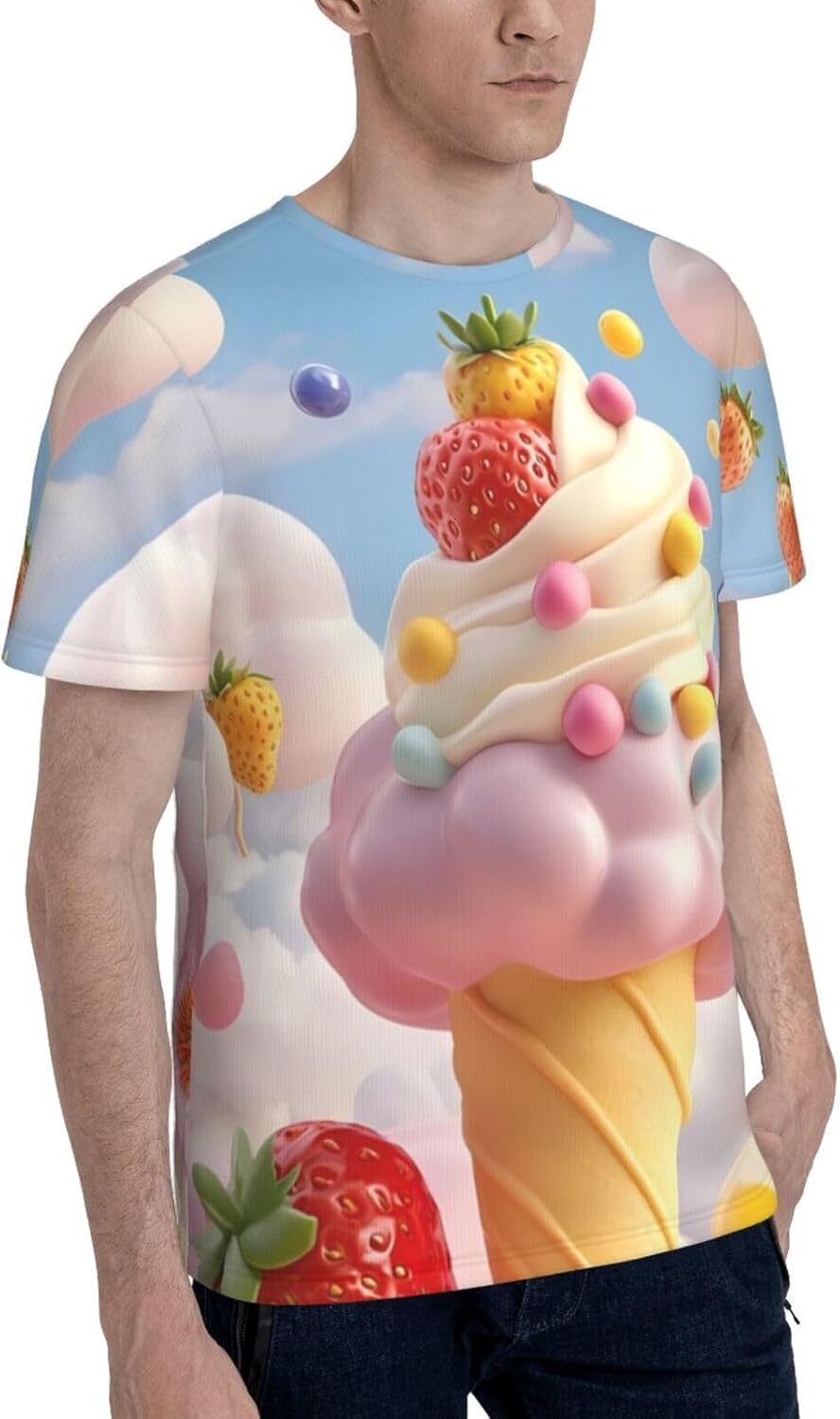 Mens T shirt Ice Cream Pattern Men's Women's T-Shirt Colorful Ice Cream 3D Printed Novelty Short Sleeve Unisex Fashion Tee tee Casual tops s
