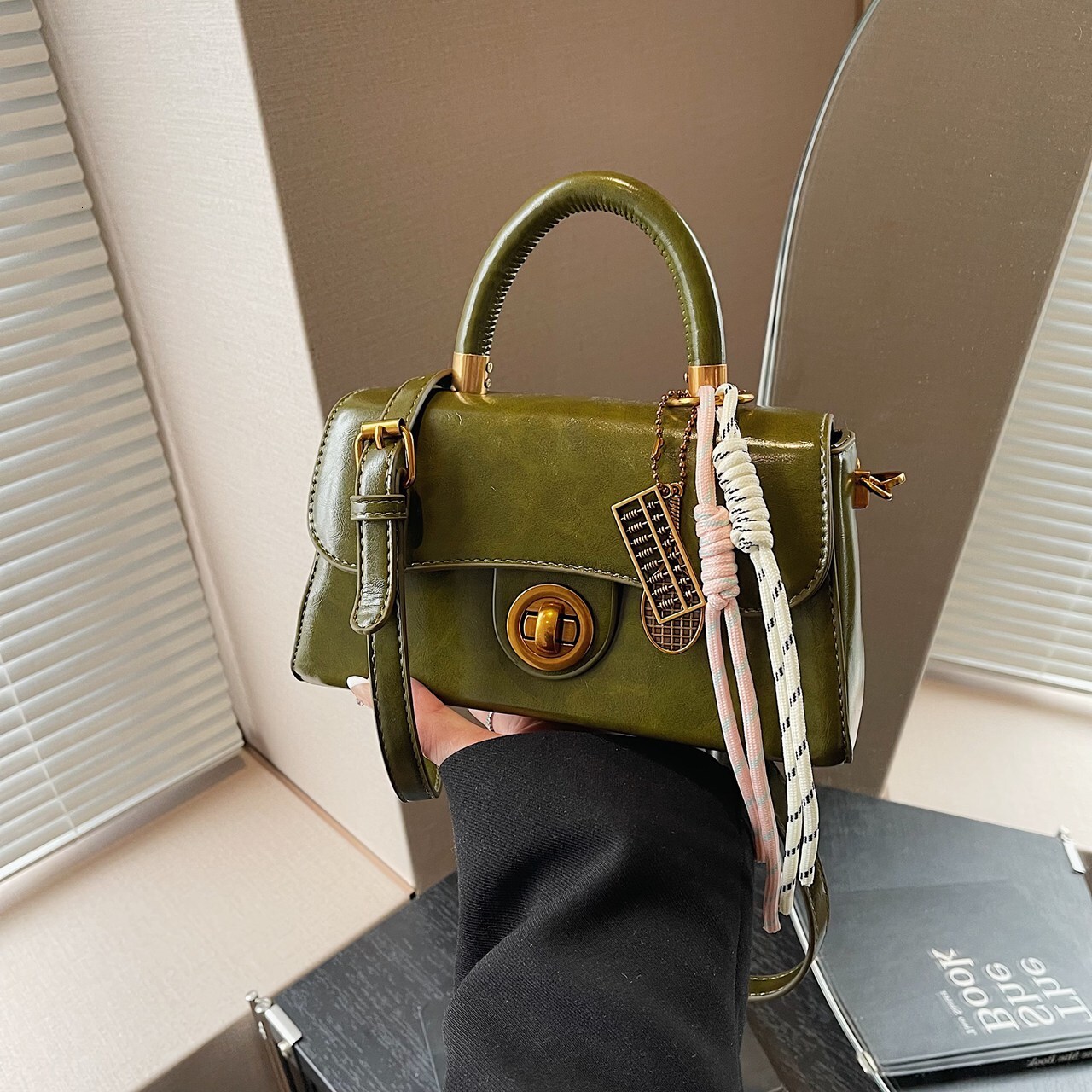 High End Mini Small Square Bag, Women s New Multifunctional Oil Wax Handbag Fashionable Designer Light Luxury Crossbody Bag Casual Storage Bag Wallet 