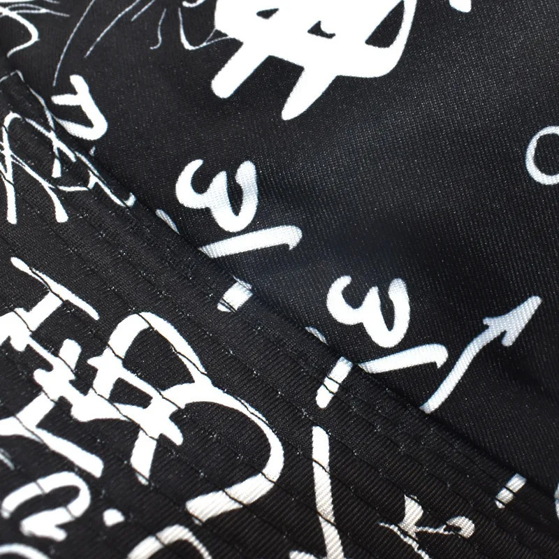 Bocca Letter Graffiti Bucket Hat Double Sides Reversible Panama Fisherman Hats Men Women Outdoor Sun Cap Fashion 2023 Style 250304